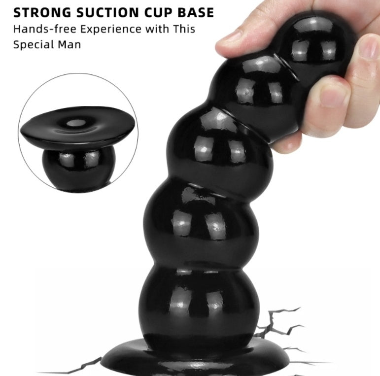 Plug Anal con Cuentas Suaves y Ventosa – Juguete Extra Grueso de Gran Tamaño / Tower Sucker Soft Pull Beads Butt Plug – Oversized Thick Toy