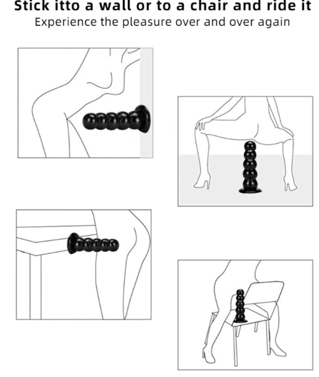 Plug Anal con Cuentas Suaves y Ventosa – Juguete Extra Grueso de Gran Tamaño / Tower Sucker Soft Pull Beads Butt Plug – Oversized Thick Toy
