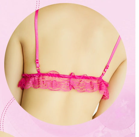 Conjunto de Brasier de Encaje con Lazos para Mujer / Lace Bowknot Hollow Out Bra Set